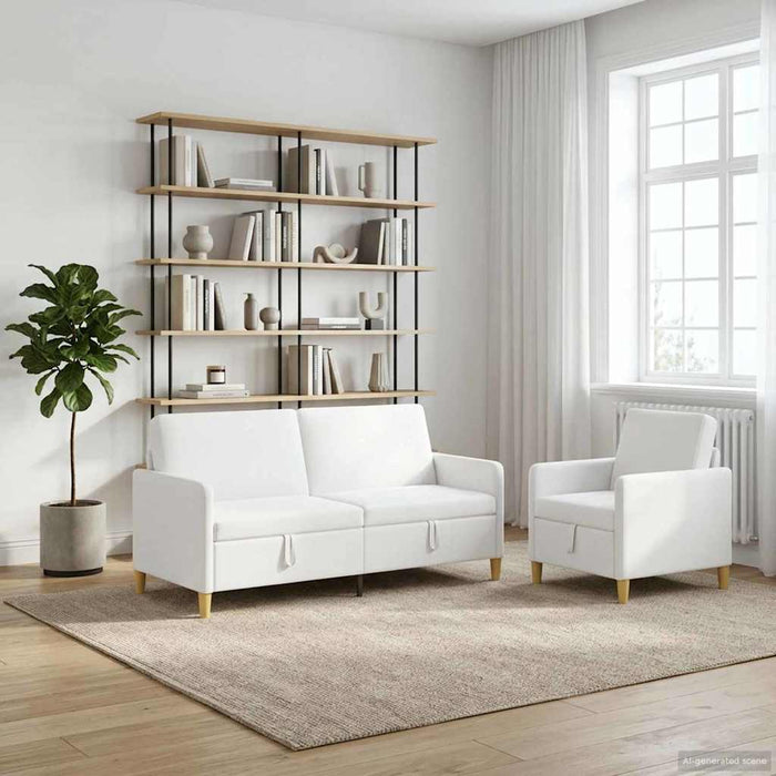 Set de canapea cu spațiu de depozitare 2 pcs Alb Poliester - WALTI WALTI