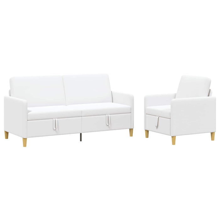 Set de canapea cu spațiu de depozitare 2 pcs Alb Poliester - WALTI WALTI