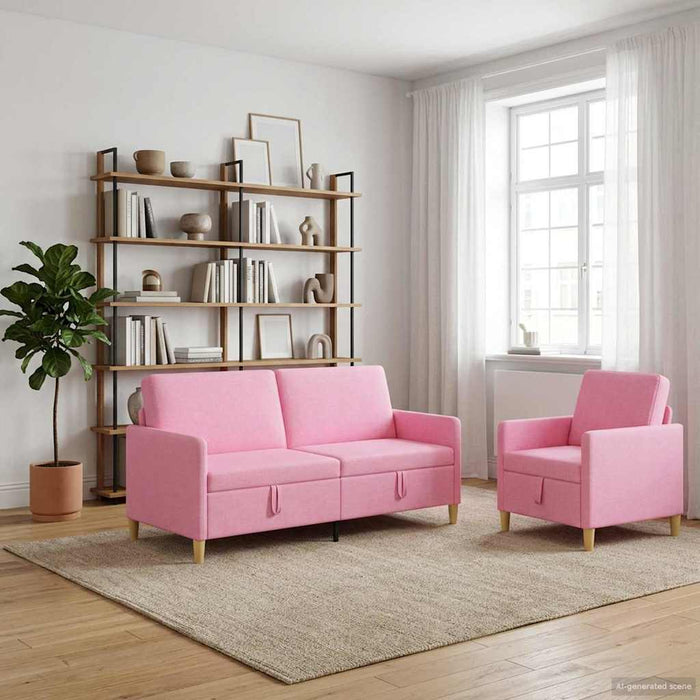 Set de canapea cu spațiu de depozitare 2 pcs Roz Poliester - WALTI WALTI