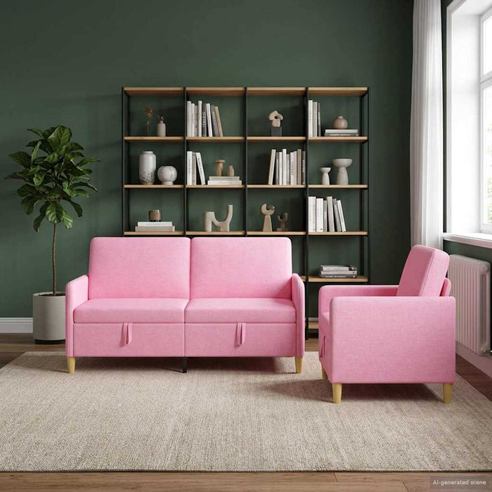 Set de canapea cu spațiu de depozitare 2 pcs Roz Poliester - WALTI WALTI