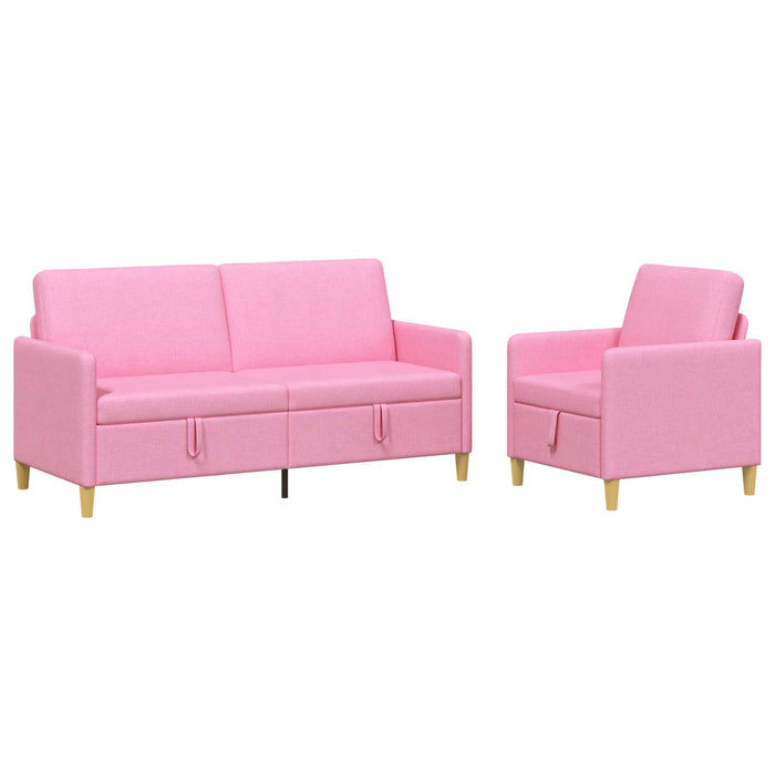 Set de canapea cu spațiu de depozitare 2 pcs Roz Poliester - WALTI WALTI