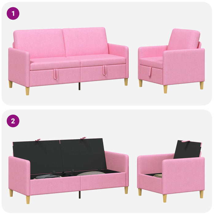 Set de canapea cu spațiu de depozitare 2 pcs Roz Poliester - WALTI WALTI