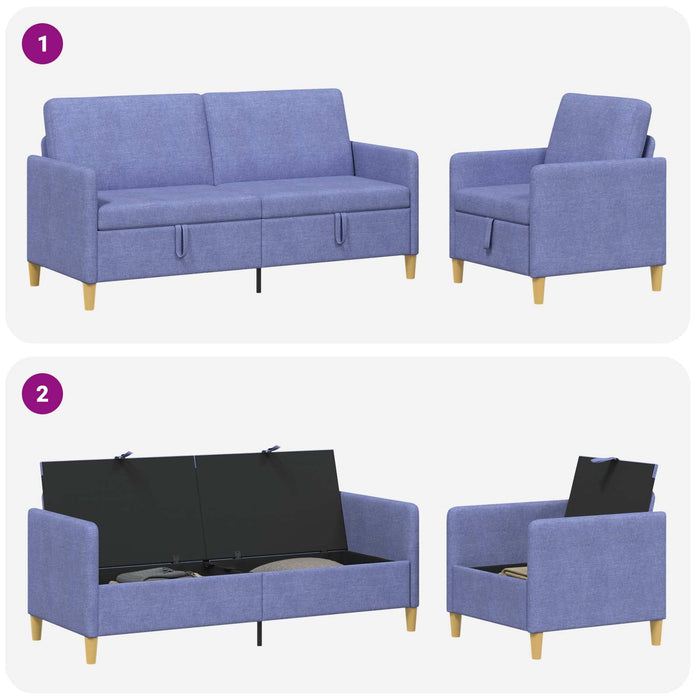 Set de canapea cu spațiu de depozitare 2 pcs Albastru Jeans - WALTI WALTI
