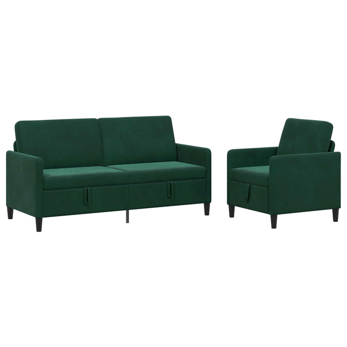 Set de canapea cu spațiu de depozitare 2 buc. Verde închis WALTI