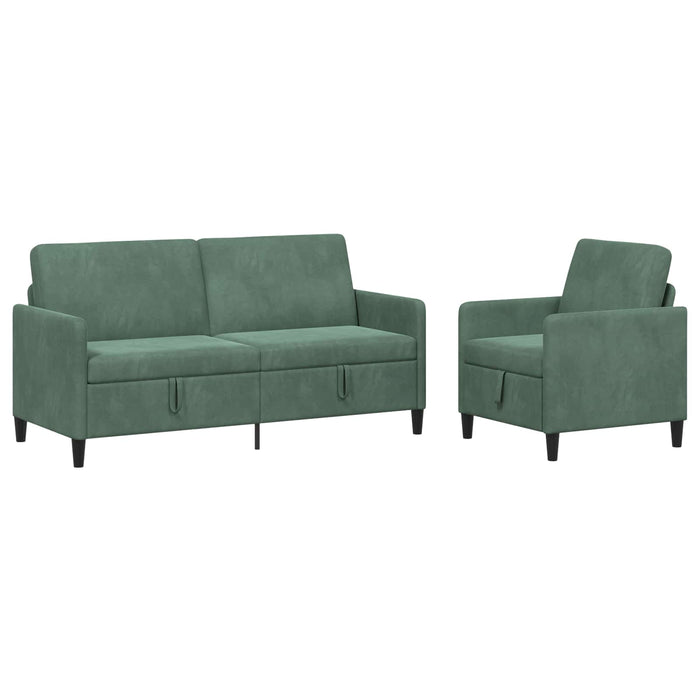 Set de canapea cu spațiu de depozitare 2 buc. Verde Mării WALTI