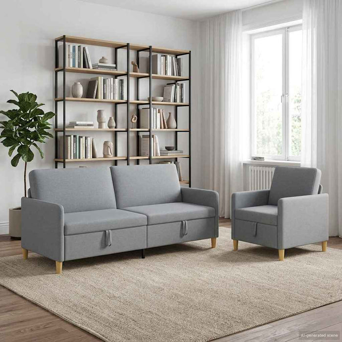 Set de canapea cu spațiu de depozitare 2 pcs Gri deschis - WALTI WALTI