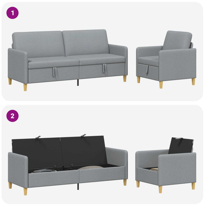 Set de canapea cu spațiu de depozitare 2 pcs Gri deschis - WALTI WALTI