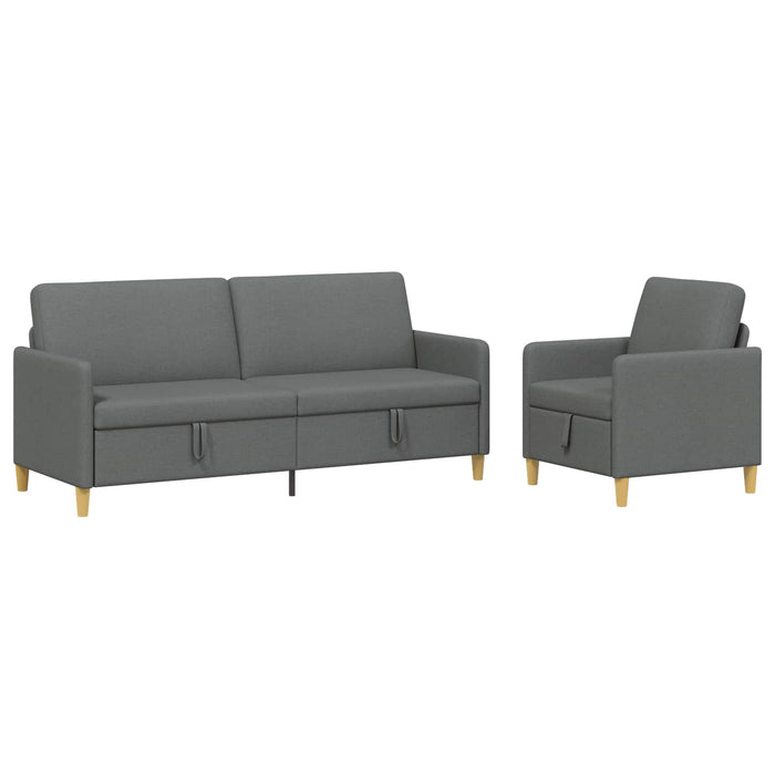 Set de canapea cu spațiu de depozitare 2 pcs Gri închis - WALTI WALTI