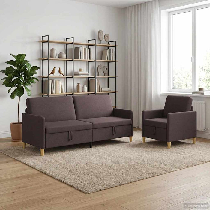 Set de canapea cu spațiu de depozitare 2 pcs Maro închis - WALTI WALTI