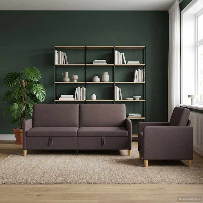 Set de canapea cu spațiu de depozitare 2 pcs Maro închis - WALTI WALTI