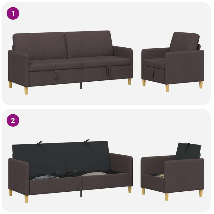 Set de canapea cu spațiu de depozitare 2 pcs Maro închis - WALTI WALTI