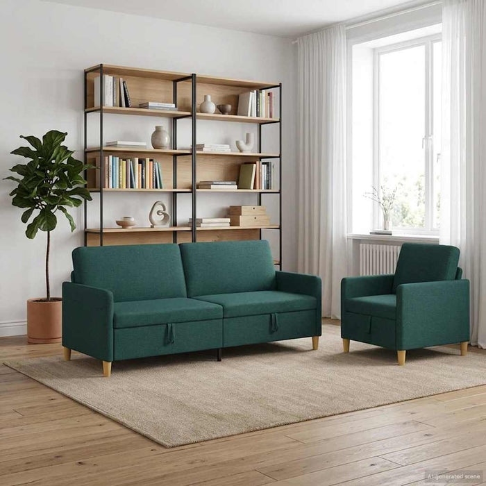 Set de canapea cu spațiu de depozitare 2 pcs Verde închis - WALTI WALTI