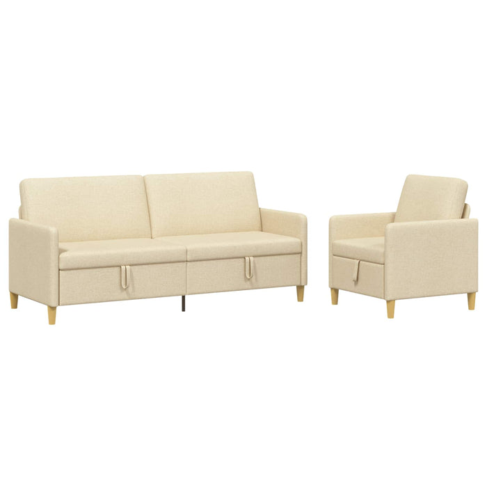 Set de canapea cu spațiu de depozitare 2 pcs Crem Poliester - WALTI WALTI