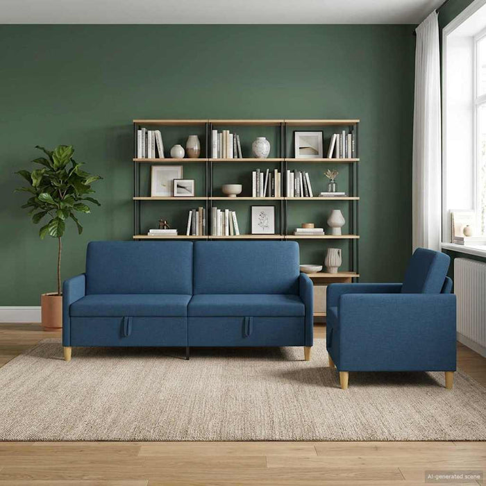Set de canapea cu spațiu de depozitare 2 pcs albastru Poliester - WALTI WALTI