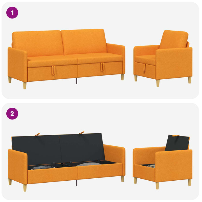 Set de canapea cu spațiu de depozitare 2 pcs Galben Întunecat - WALTI WALTI