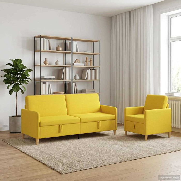 Set de canapea cu spațiu de depozitare 2 pcs Galben Deschis - WALTI WALTI