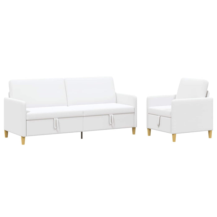 Set de canapea cu spațiu de depozitare 2 pcs Alb Poliester - WALTI WALTI