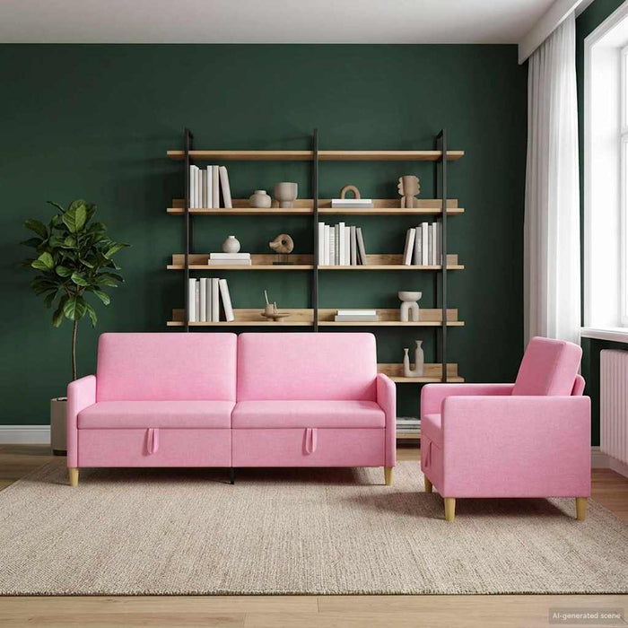 Set de canapea cu spațiu de depozitare 2 pcs Roz Poliester - WALTI WALTI