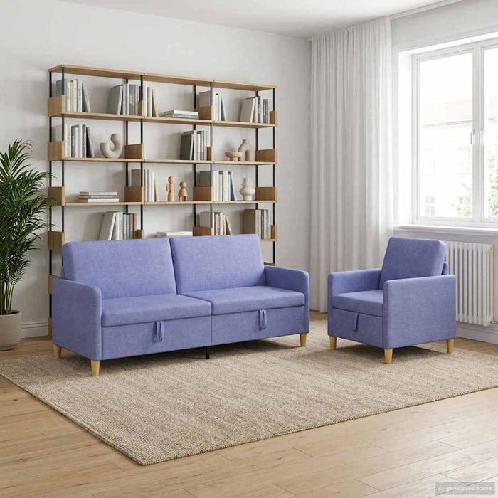 Set de canapea cu spațiu de depozitare 2 pcs Albastru Jeans - WALTI WALTI
