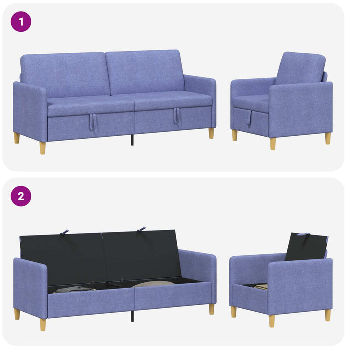 Set de canapea cu spațiu de depozitare 2 pcs Albastru Jeans - WALTI WALTI