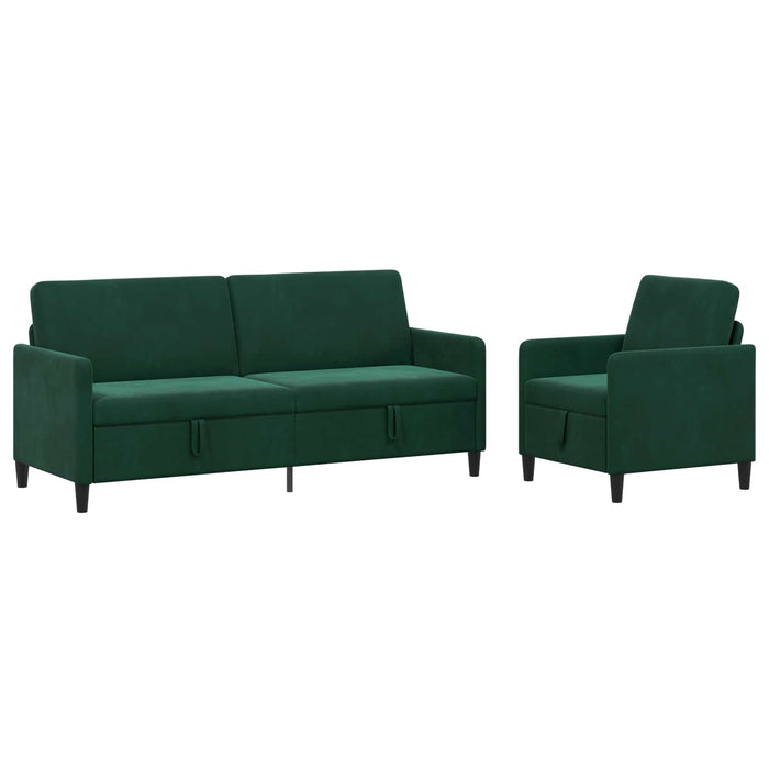 Set de canapea cu spațiu de depozitare 2 buc. Verde închis WALTI