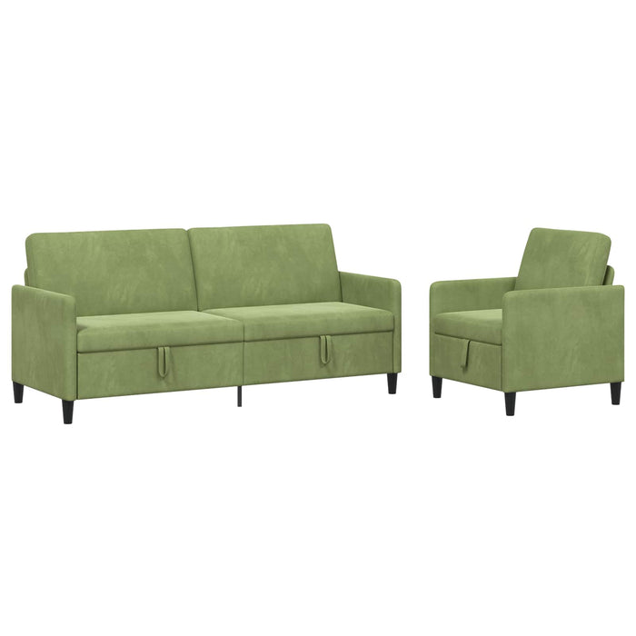 Set de canapea cu spațiu de depozitare 2 buc. Verde deschis WALTI