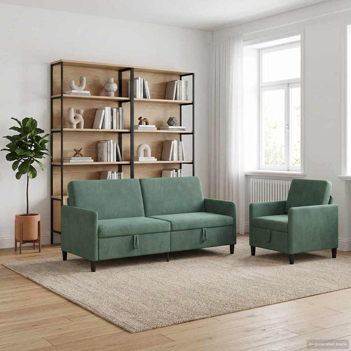 Set de canapea cu spațiu de depozitare 2 buc. Verde Mării WALTI