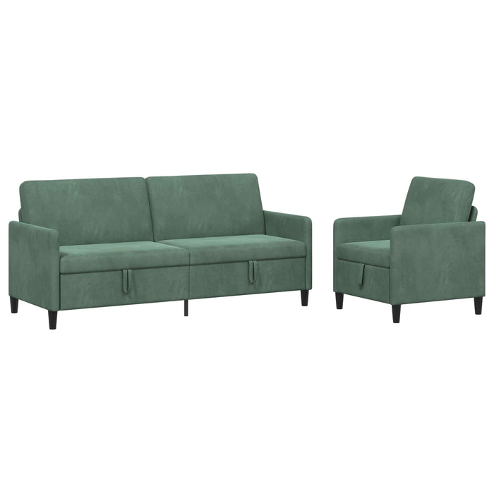 Set de canapea cu spațiu de depozitare 2 buc. Verde Mării WALTI