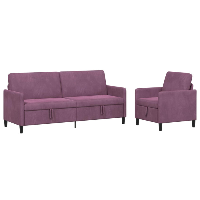 Set de canapea cu spațiu de depozitare 2 buc. Violet Poliester WALTI