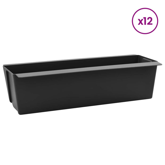 Cutii de flori pentru paleți Euro 12 pcs Negru WALTI