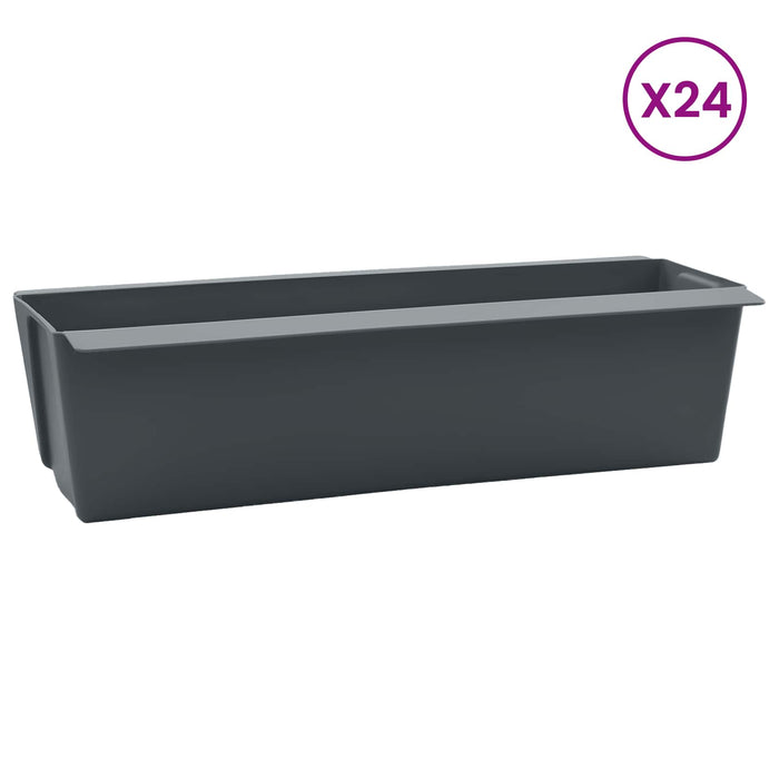 Cutii de flori pentru paleți Euro 24 pcs Gri 36 x 13,5 x 9,5 cm WALTI