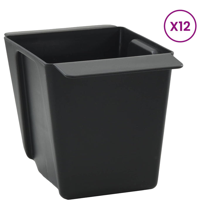 Cutii de flori pentru paleți Euro 12 pcs Negru 14 x 9 x 9,5 cm WALTI
