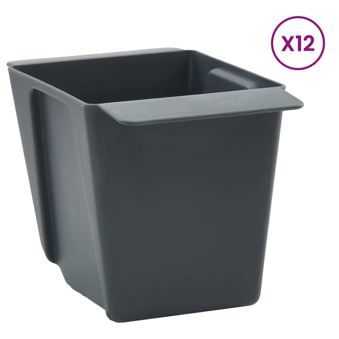 Cutii de flori pentru paleți Euro 24 pcs Gri 13,5 x 9 x 9,5 cm WALTI