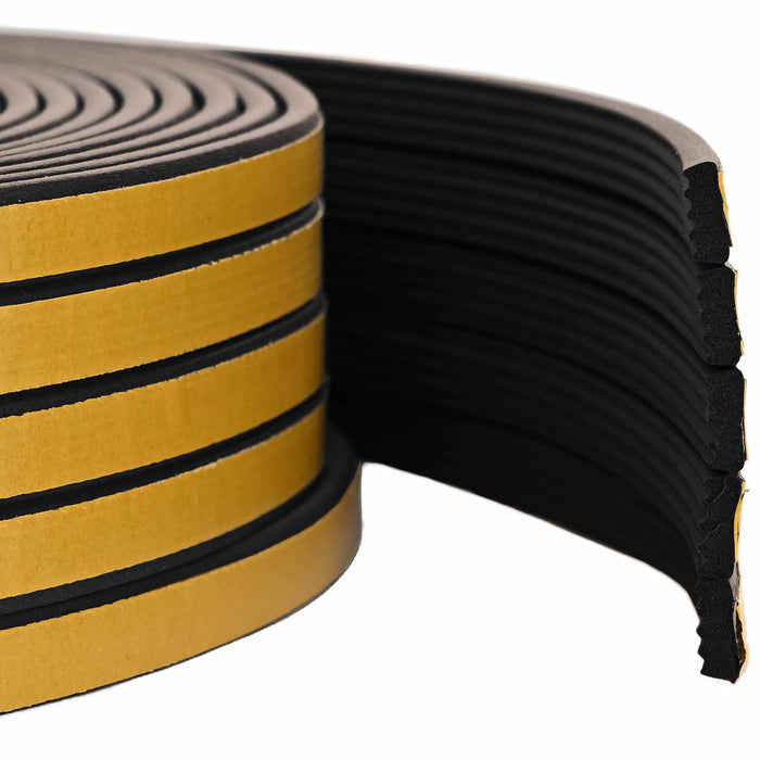 Banda adeziva pentru feronerie Negru 15 x 8 mm 12 m Spumă EPDM WALTI