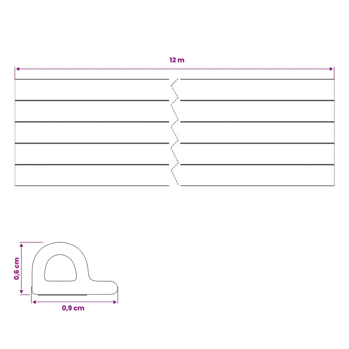 Banda adeziva pentru feronerie Alb 9 x 6 mm 12 m Spumă EPDM WALTI