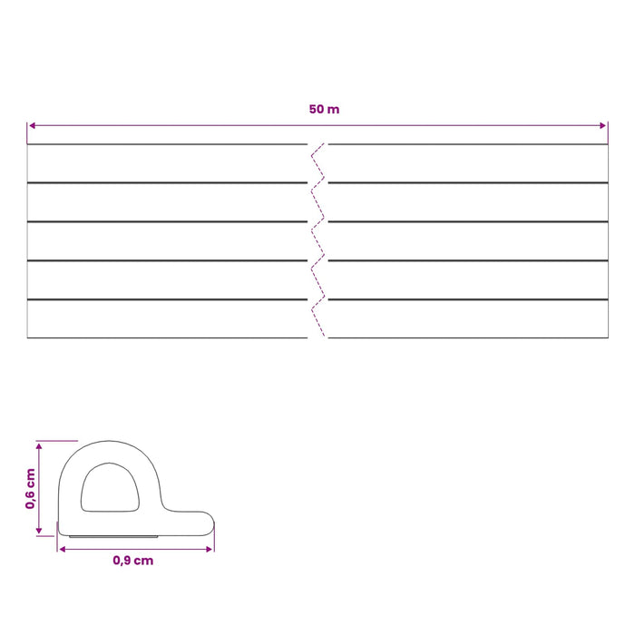 Banda adeziva pentru feronerie Maro 9 x 6 mm 50 m Spumă EPDM WALTI