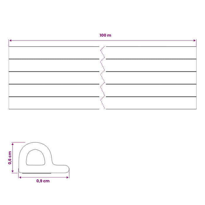 Banda adeziva pentru feronerie Maro 9 x 6 mm 100 m Spumă EPDM WALTI