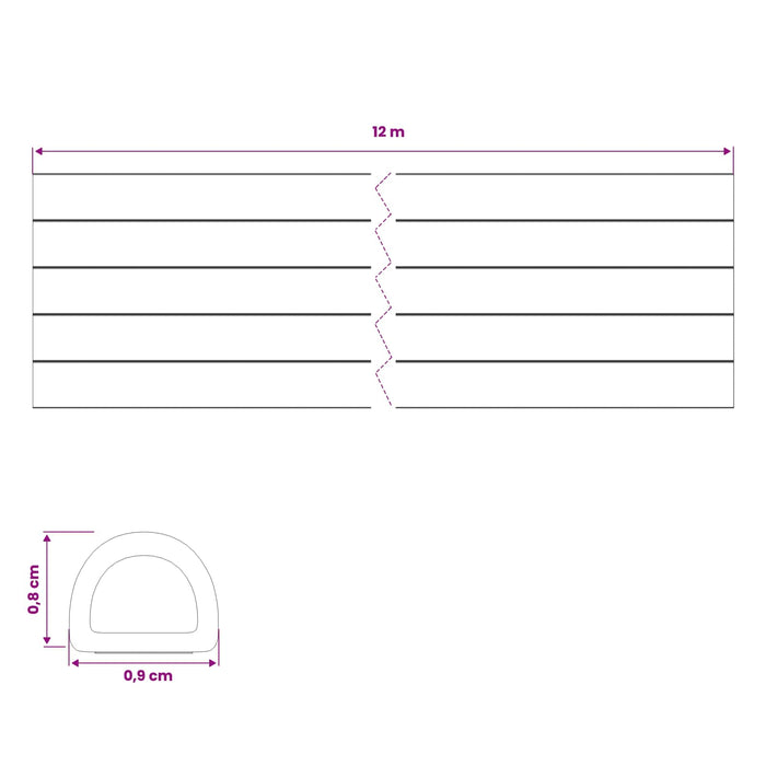 Banda adeziva pentru feronerie Negru 9 x 8 mm 12 m Spumă EPDM WALTI