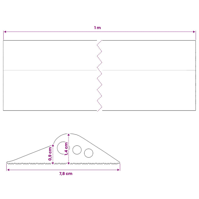 Seal pentru podeaua garajului Negru 78 x 14 mm 1 m Cauciuc EPDM WALTI