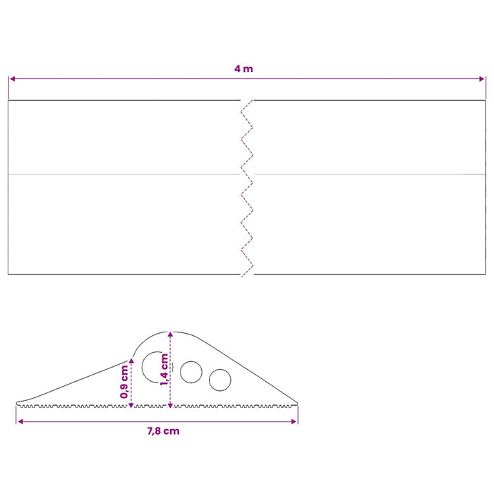 Seal pentru podeaua garajului Negru 78 x 14 mm 4 m Cauciuc EPDM WALTI