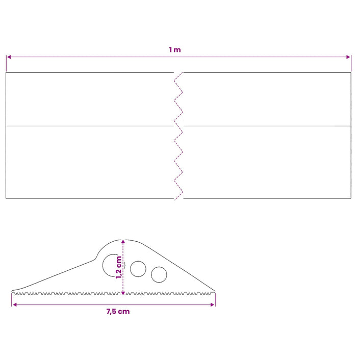 Seal pentru podeaua garajului Negru 75 x 12 mm 1 m Cauciuc EPDM WALTI