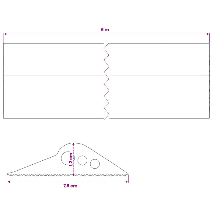 Seal pentru podeaua garajului Negru 75 x 12 mm 6 m Cauciuc EPDM WALTI