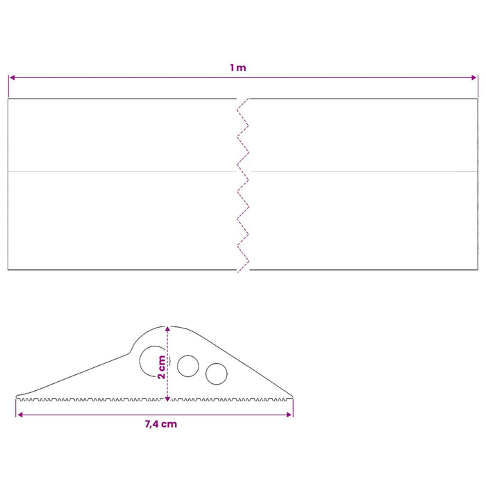 Seal pentru podeaua garajului Negru 74 x 20 mm 1 m Cauciuc EPDM WALTI
