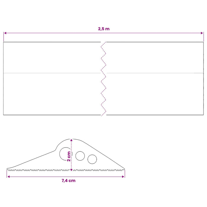 Seal pentru podeaua garajului 74 x 20 mm 2,5 m Cauciuc EPDM WALTI
