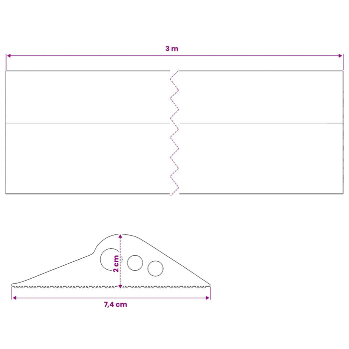Seal pentru podeaua garajului Negru 74 x 20 mm 3 m Cauciuc EPDM WALTI