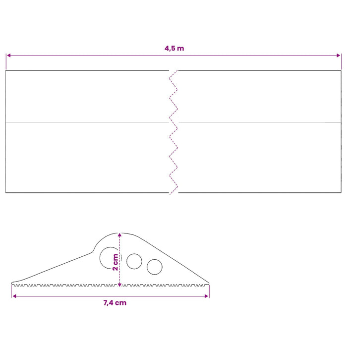 Seal pentru podeaua garajului 74 x 20 mm 4,5 m Cauciuc EPDM WALTI