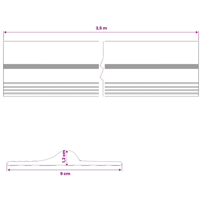 Seal pentru podeaua garajului Negru și Galben 12 x 90 mm 3,5 m WALTI