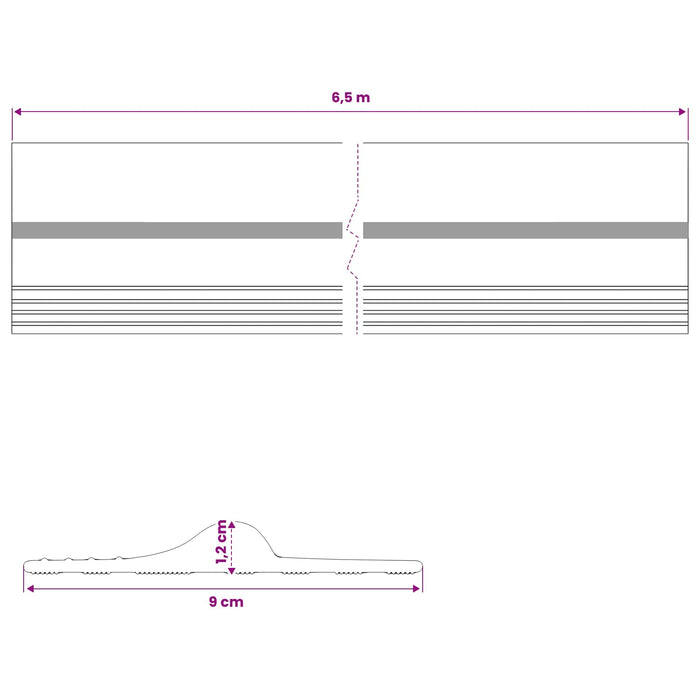 Seal pentru podeaua garajului Negru și Galben 12 x 90 mm 6,5 m WALTI