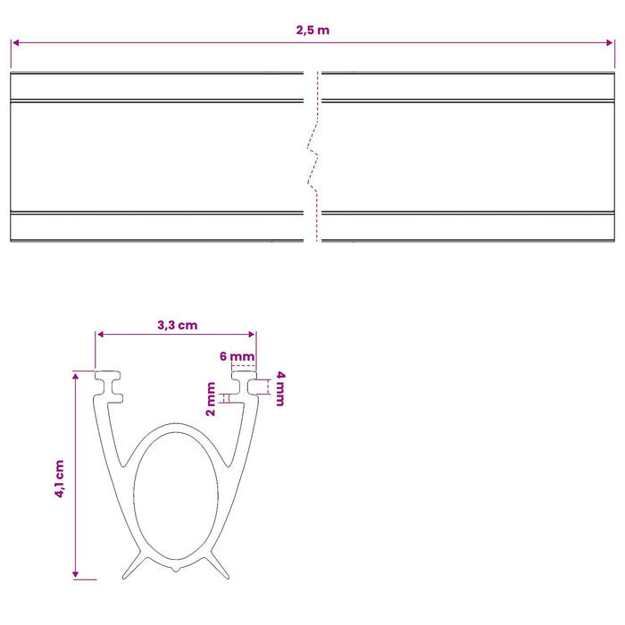 Etanșare pentru Ușa Garajului Negru 41 x 33 mm 2,5 m PVC WALTI