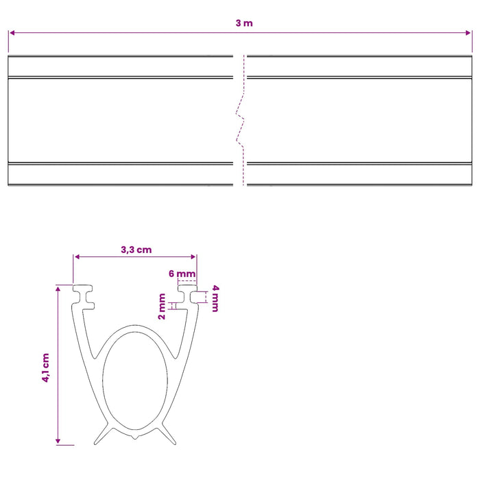 Etanșare pentru Ușa Garajului Negru 41 x 33 mm 3 m PVC WALTI